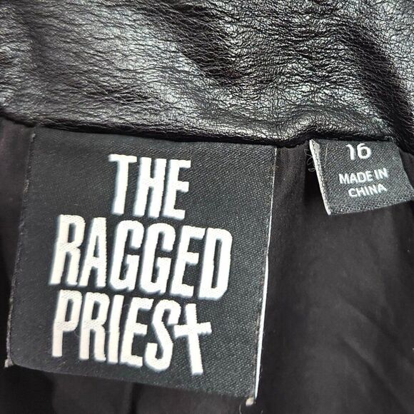 THE RAGGED PRIEST Immortal Coat 16 Silver Flames Faux Leather Trench Mall Goth - Picture 11 of 12